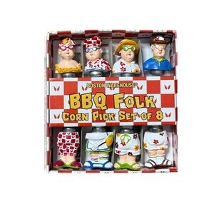 Boston Warehouse Vintage Corn Pick Set Corn on the Cob Holder Skewers BBQ Folk